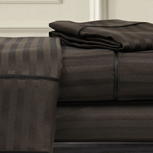 chocolate dobby stripe sheet set